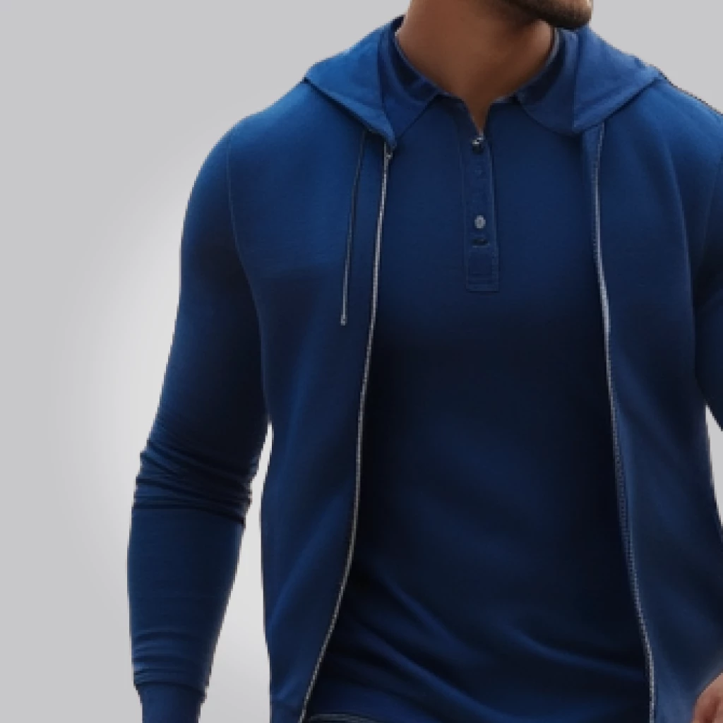 Coastal Breeze Men's Blue Zipper Hoodie-XL